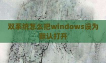 双系统怎么把windows设为默认打开