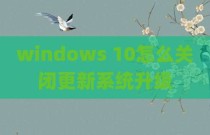 windows 10怎么关闭更新系统升级
