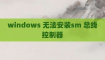 windows 无法安装sm 总线控制器