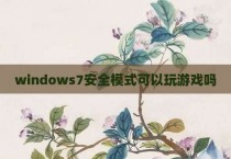windows7安全模式可以玩游戏吗