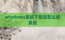 windows系统下载后怎么装系统