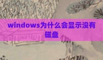 windows为什么会显示没有磁盘