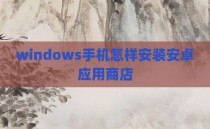 windows手机怎样安装安卓应用商店