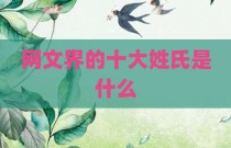 网文界的十大姓氏是什么