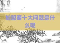 加盟商十大问题是什么呢