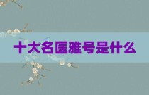 十大名医雅号是什么