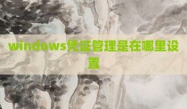 windows凭证管理是在哪里设置