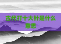 古代打十大针是什么意思