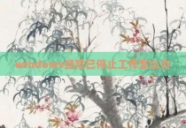 windows经常已停止工作怎么办