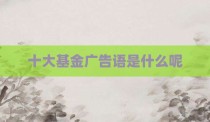 十大基金广告语是什么呢