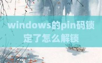 windows的pin码锁定了怎么解锁