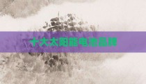 十大太阳能电池品牌