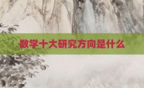 数学十大研究方向是什么