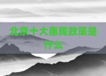 北京十大惠民政策是什么