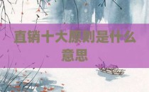 直销十大原则是什么意思