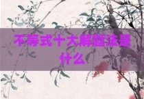 不等式十大解题法是什么