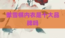 傲雪棋内衣是十大品牌吗