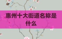 惠州十大街道名称是什么