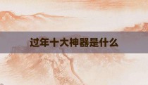 过年十大神器是什么