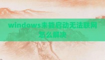 windows未能启动无法联网怎么解决