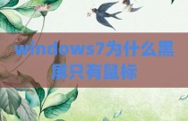 windows7为什么黑屏只有鼠标