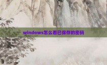 windows怎么看已保存的密码