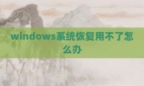 windows系统恢复用不了怎么办
