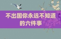 不出国你永远不知道的六件事