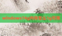 windows74g内存怎么1g可用