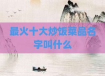最火十大炒饭菜品名字叫什么