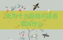 无为十大高档小区名字叫什么