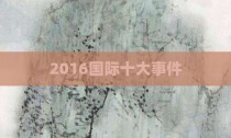 2016国际十大事件