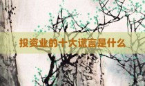 投资业的十大谎言是什么