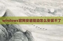 windows官网安装驱动怎么安装不了