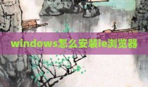 windows怎么安装ie浏览器