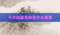 十大凶星名称是什么意思