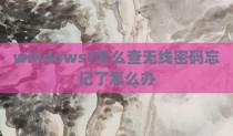 windows7怎么查无线密码忘记了怎么办