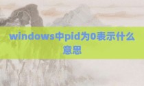 windows中pid为0表示什么意思