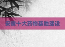 安徽十大药物基地建设