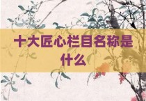 十大匠心栏目名称是什么