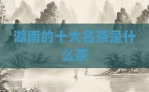 湖南的十大名茶是什么茶