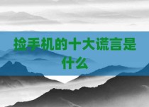 捡手机的十大谎言是什么