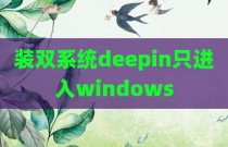 装双系统deepin只进入windows