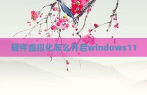 硬件虚拟化怎么开启windows11