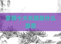 象棋十大长局是什么意思