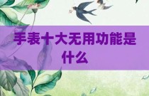 手表十大无用功能是什么