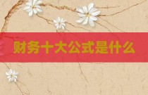 财务十大公式是什么