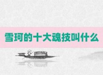 雪珂的十大魂技叫什么