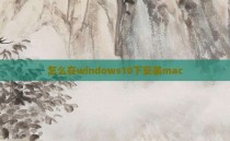 怎么在windows10下安装mac