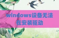 windows设备无法在安装驱动